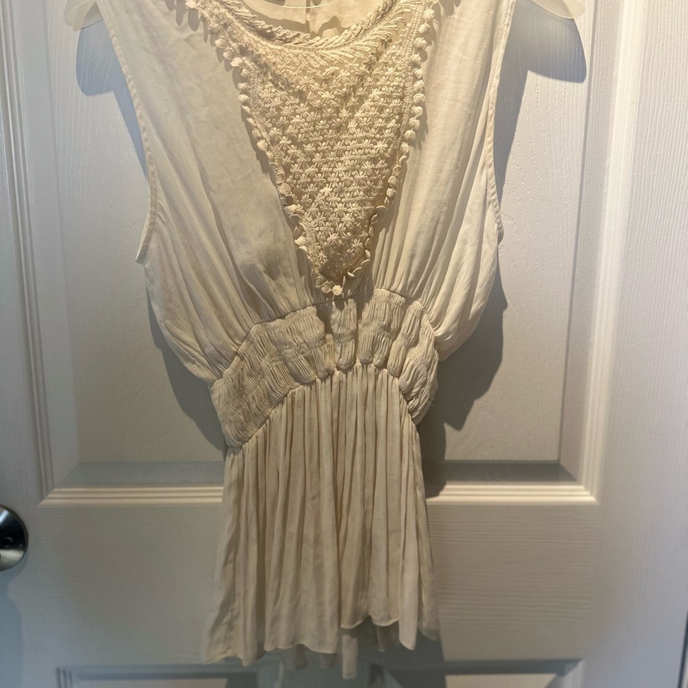Zara Basics Size S Pleated Tunic Top Tank White/Ivory Sleeveless Greek goddess - Picture 7 of 7